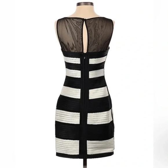 BCBGMAXAZRIA | Black & White Formal Fitted Cocktail Dress Size 4 - Picture 6 of 6